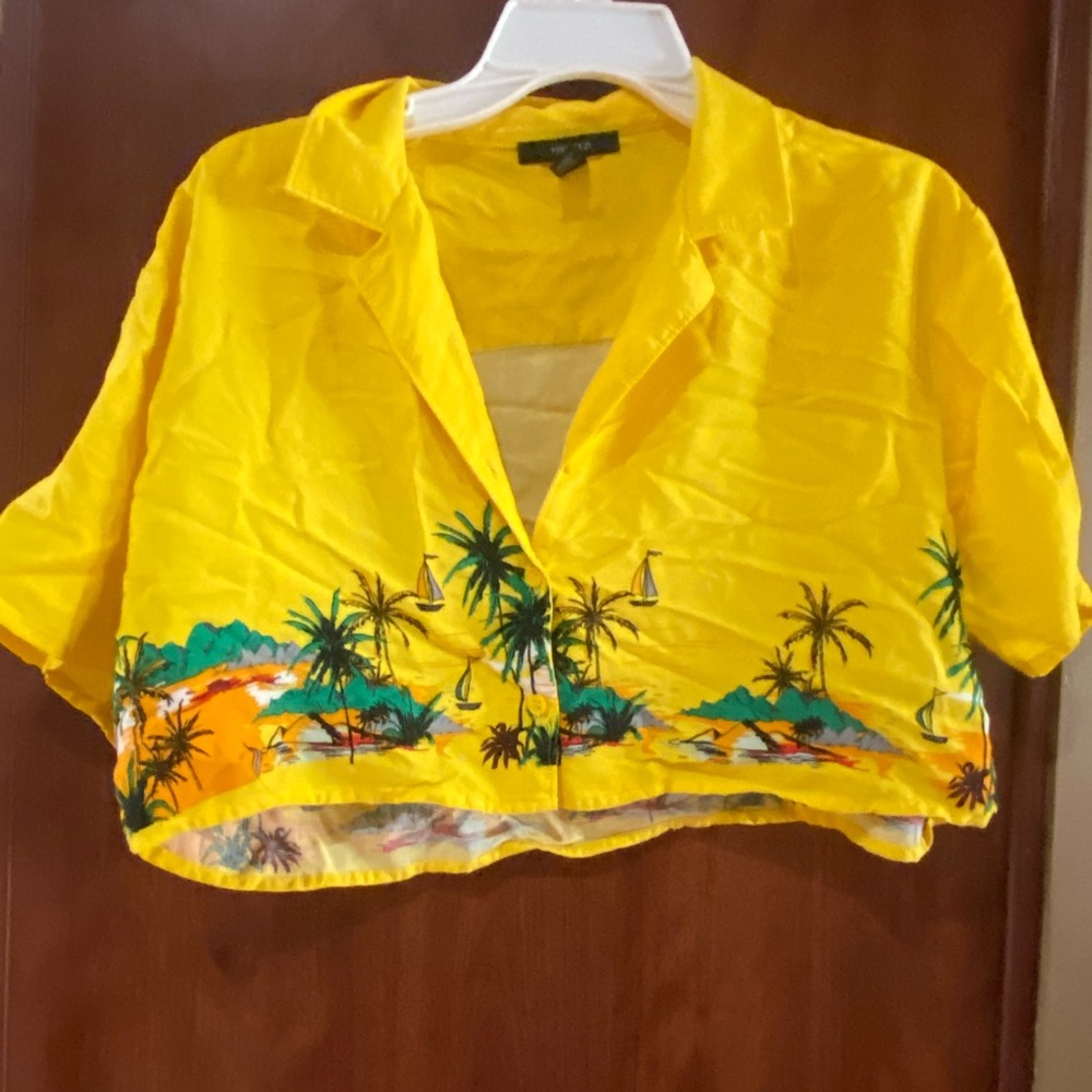 Forever 21 Vibrant Yellow Button-Up Top